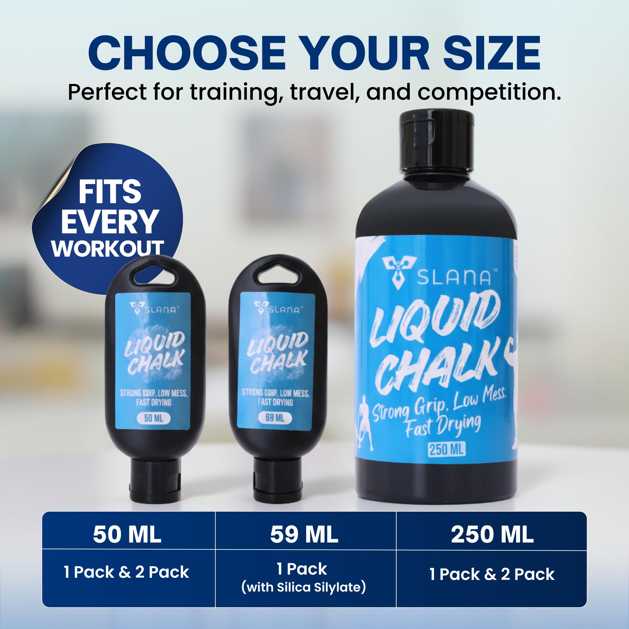 SLANA Liquid Chalk for Gym, Weightlifting – Fast Drying Gym Chalk Liquid, Lasting Grip Formula – Mess Free, Dust-Free, Skin-Safe Liquid Climbing Chalk for Pull Ups, Gymnastic & Training