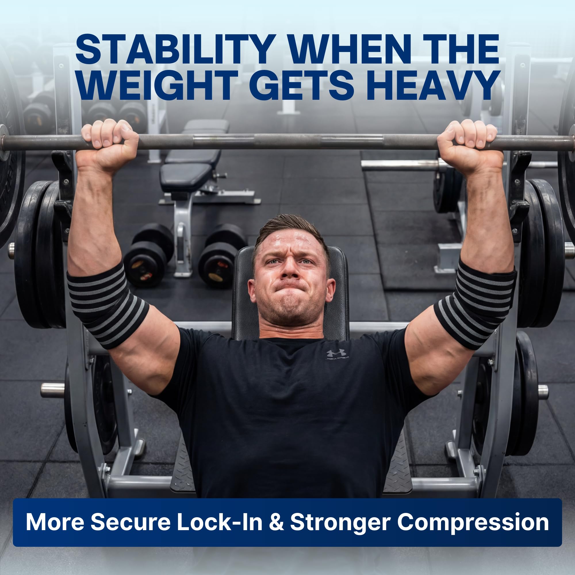 SLANA Elbow Wraps for Weightlifting – 40” Long Adjustable Compression - Elbow Sleeves Weightlifting Men with Hook-and-Loop Closure – Support for Heavy Pressing, Strength Training & Lifting Stability
