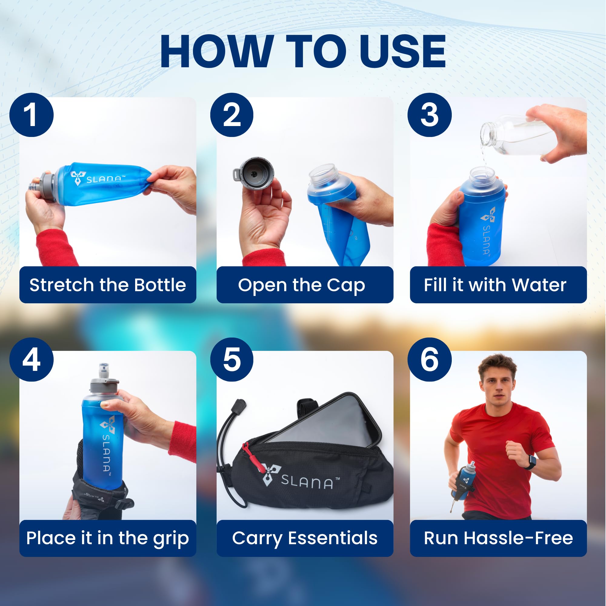 SLANA Handheld Running Water Bottle