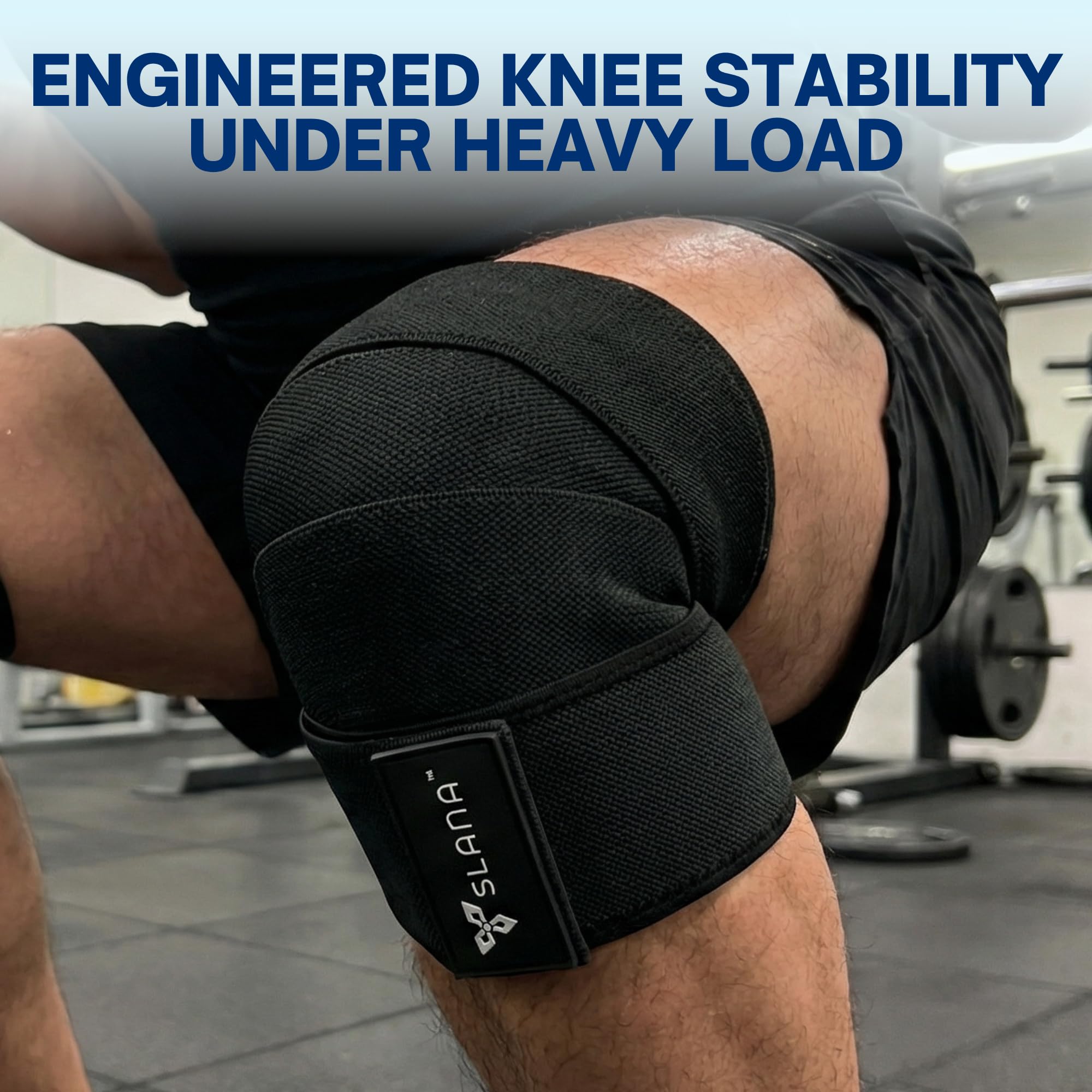 SLANA Knee Wraps for Weightlifting (72”) – Adjustable Compression Knee Wraps for Weightlifting, Knee Straps for Weightlifting with Secure Hook & Loop Closure – Powerlifting, Squats & Heavy Training