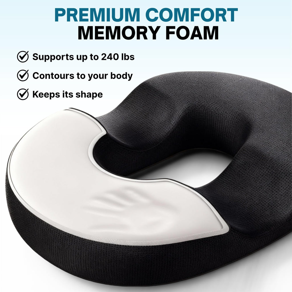 SLANA Postpartum Donut Pillow – Butt Donut Pillow Tailbone Pain Relief Cushion, Memory Foam Hemorrhoid Pillow & Coccyx Support for Pregnancy, Tailbone Pain, Anti-Slip Butt Pillow for Bed, Office, Car