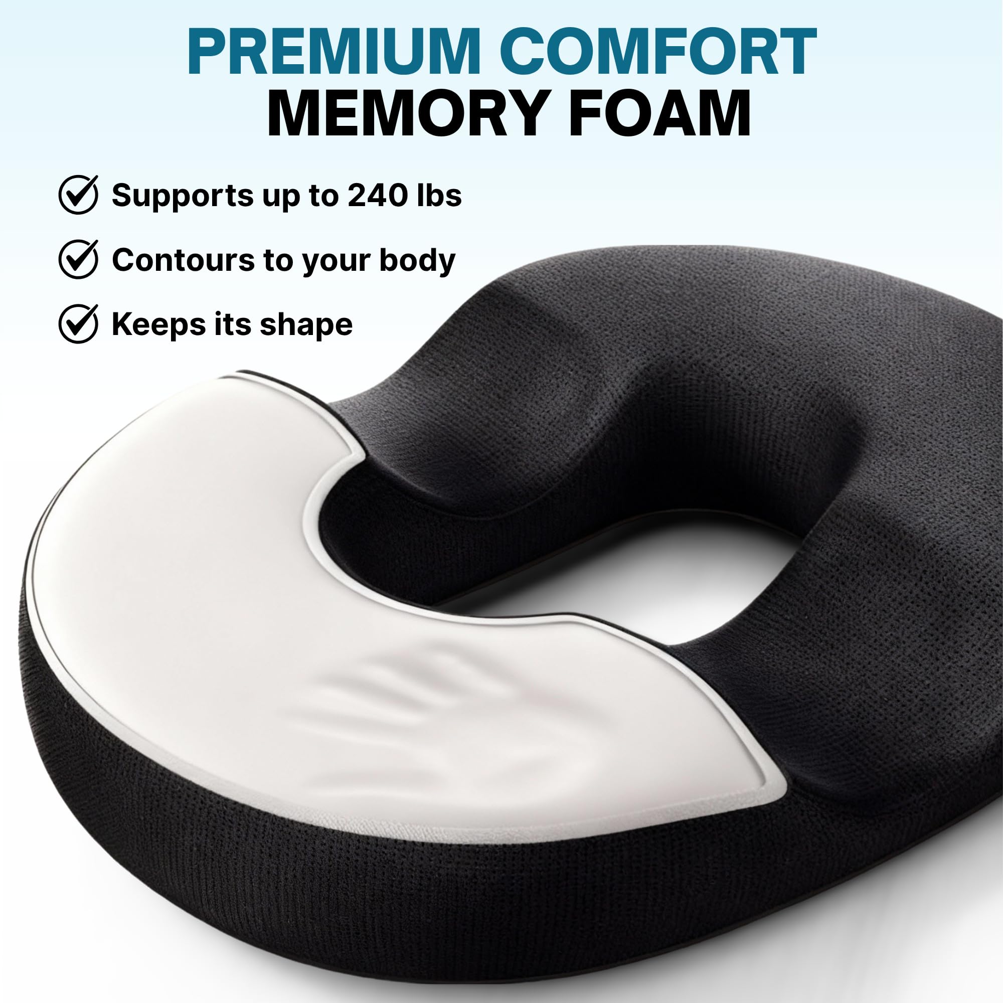 SLANA Postpartum Donut Pillow – Butt Donut Pillow Tailbone Pain Relief Cushion, Memory Foam Hemorrhoid Pillow & Coccyx Support for Pregnancy, Tailbone Pain, Anti-Slip Butt Pillow for Bed, Office, Car