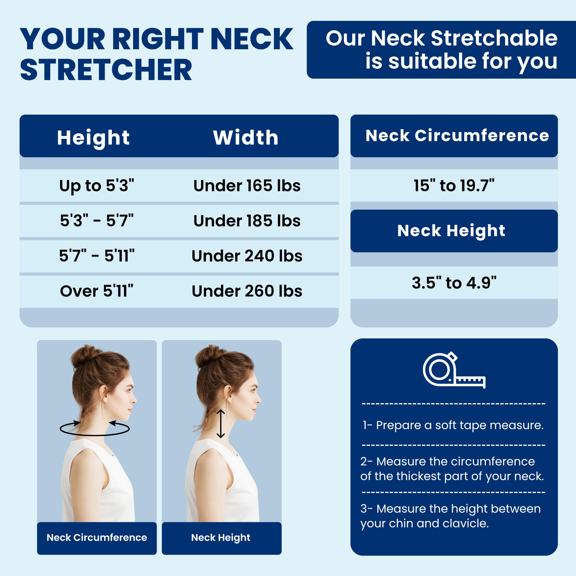 SLANA Inflatable Neck Traction Device - Cervical Traction Device & Adjustable Neck Stretcher & Support Brace, Cervical Pillow for Pain Relief, Neck Decompression Pillow Home Use - Blue