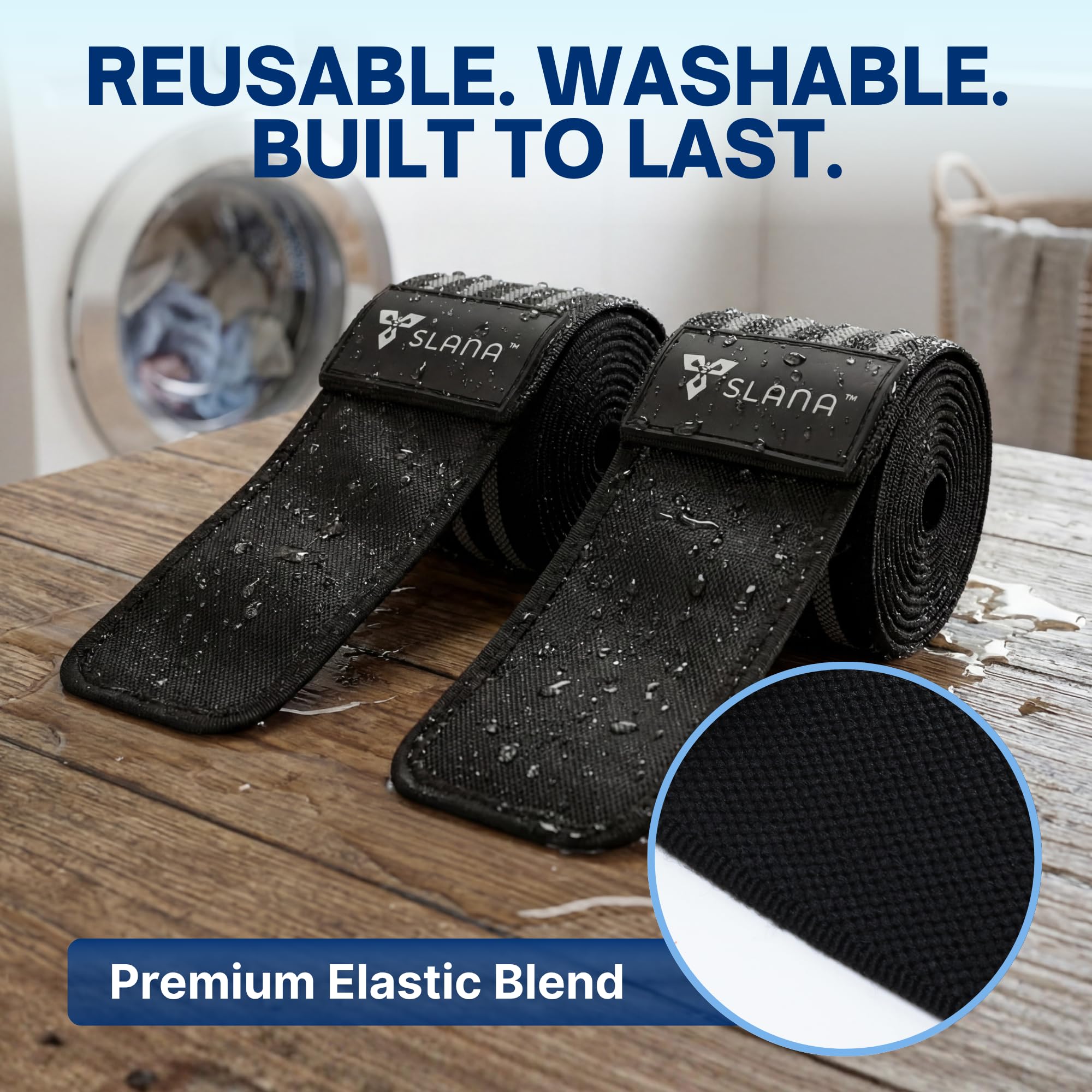 SLANA Knee Wraps for Weightlifting (72”) – Adjustable Compression Knee Wraps for Weightlifting, Knee Straps for Weightlifting with Secure Hook & Loop Closure – Powerlifting, Squats & Heavy Training