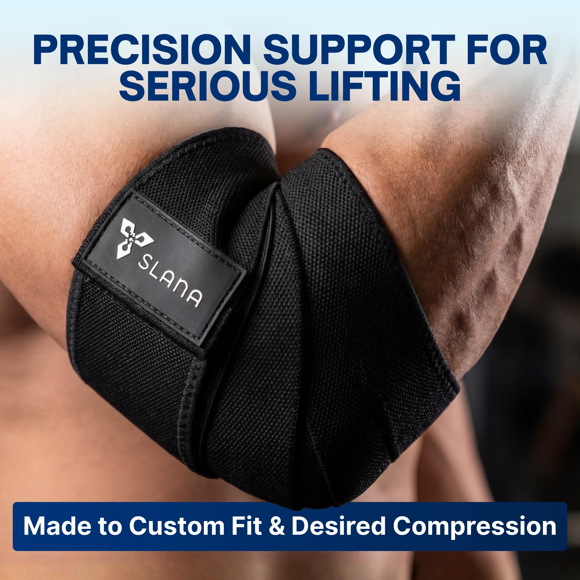 SLANA Elbow Wraps for Weightlifting – 40” Long Adjustable Compression - Elbow Sleeves Weightlifting Men with Hook-and-Loop Closure – Support for Heavy Pressing, Strength Training & Lifting Stability