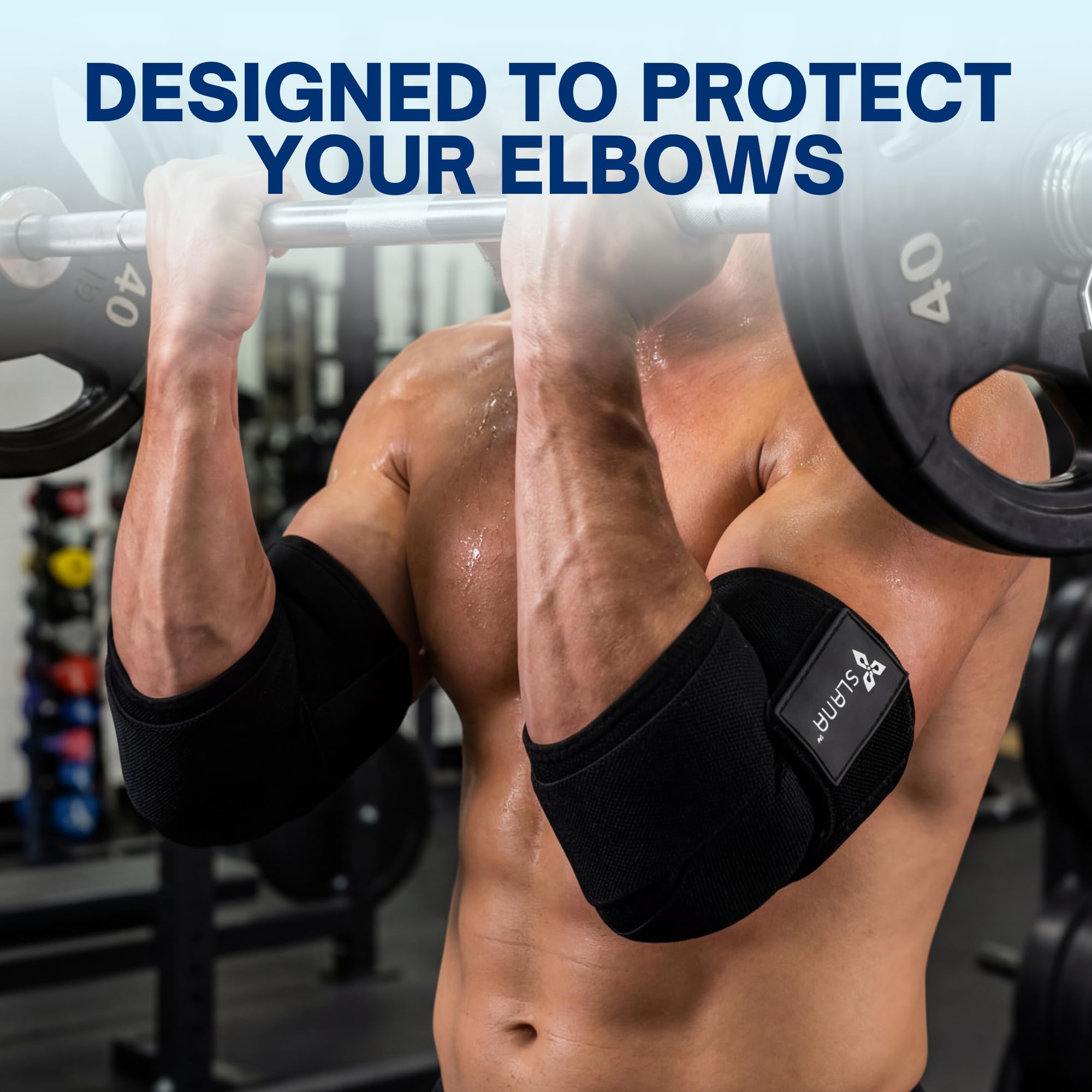 SLANA Elbow Wraps for Weightlifting – 40” Long Adjustable Compression - Elbow Sleeves Weightlifting Men with Hook-and-Loop Closure – Support for Heavy Pressing, Strength Training & Lifting Stability