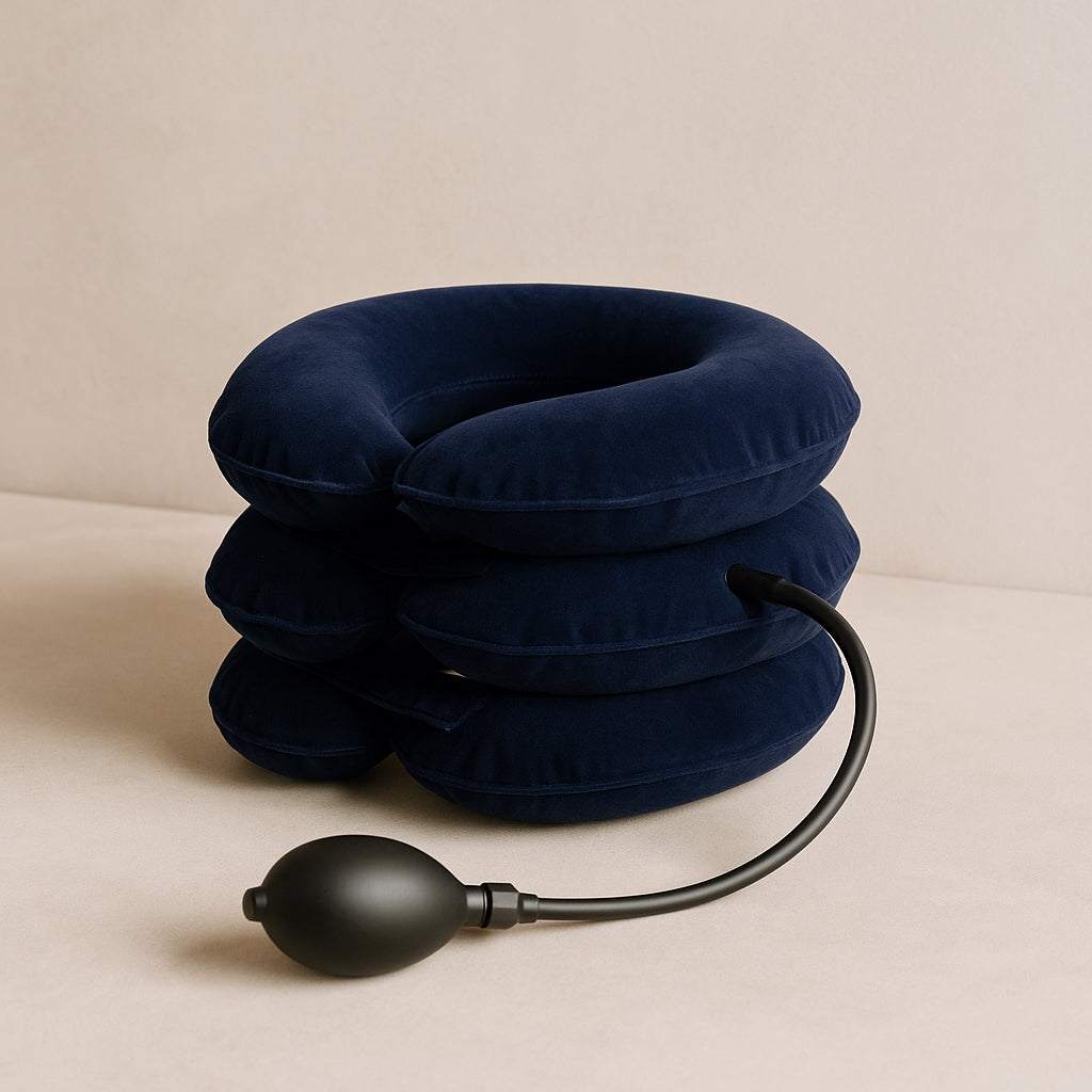 SLANA Inflatable Neck Traction Device - Cervical Traction Device & Adjustable Neck Stretcher & Support Brace, Cervical Pillow for Pain Relief, Neck Decompression Pillow Home Use - Blue