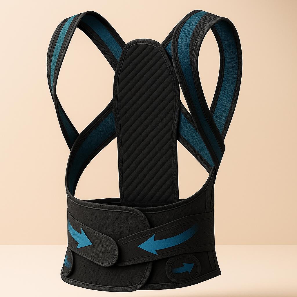 SLANA Back Posture Corrector - Adjustable and Breathable - Medium Size Straightener Posture Corrector Providing Pain Relief from Neck, Shoulder, Upper & Lower Body (Full Back Support (Black))