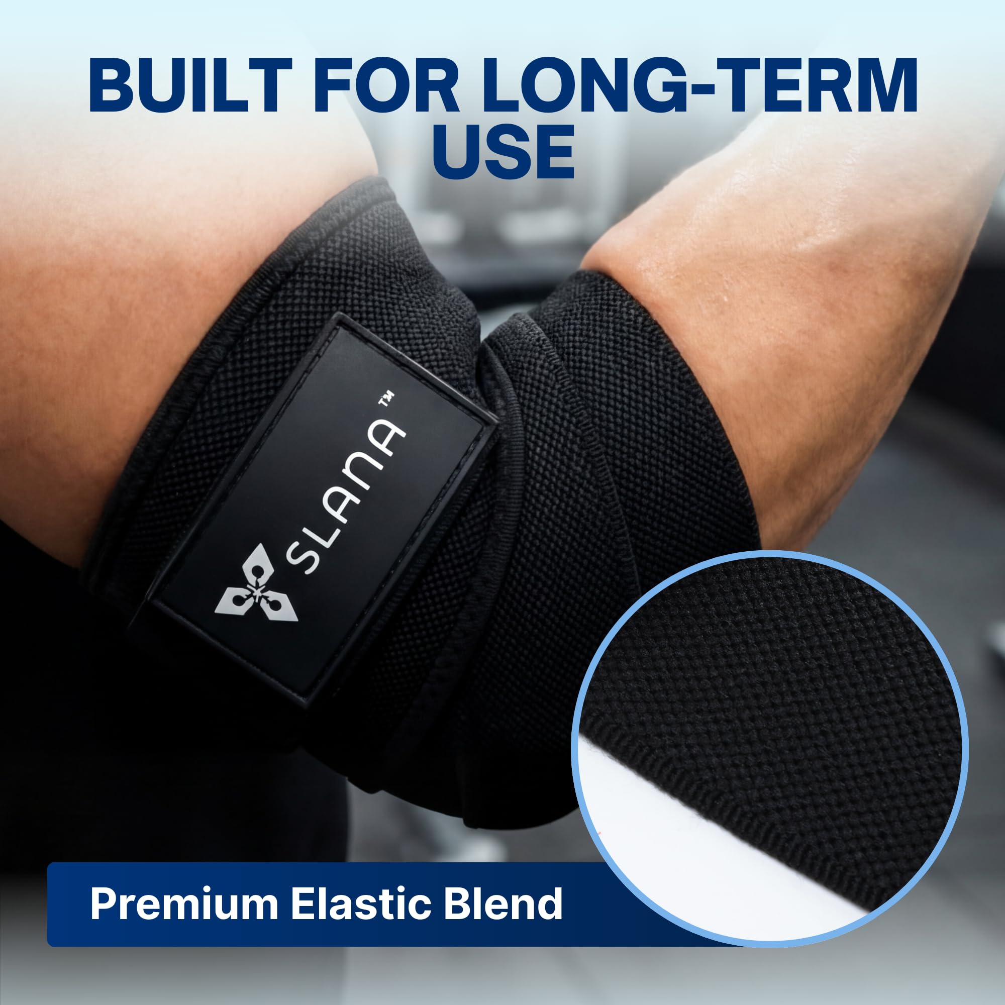 SLANA Elbow Wraps for Weightlifting – 40” Long Adjustable Compression - Elbow Sleeves Weightlifting Men with Hook-and-Loop Closure – Support for Heavy Pressing, Strength Training & Lifting Stability