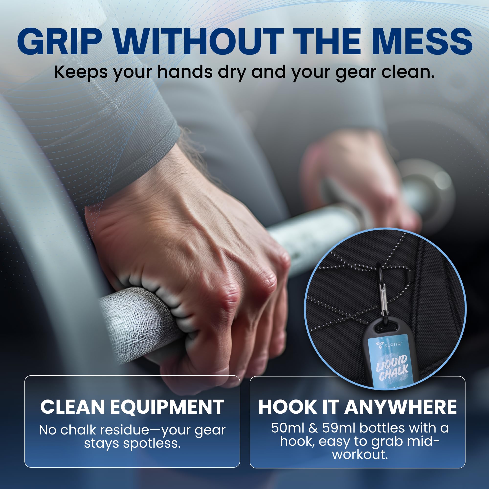 SLANA Liquid Chalk for Gym, Weightlifting – Fast Drying Gym Chalk Liquid, Lasting Grip Formula – Mess Free, Dust-Free, Skin-Safe Liquid Climbing Chalk for Pull Ups, Gymnastic & Training