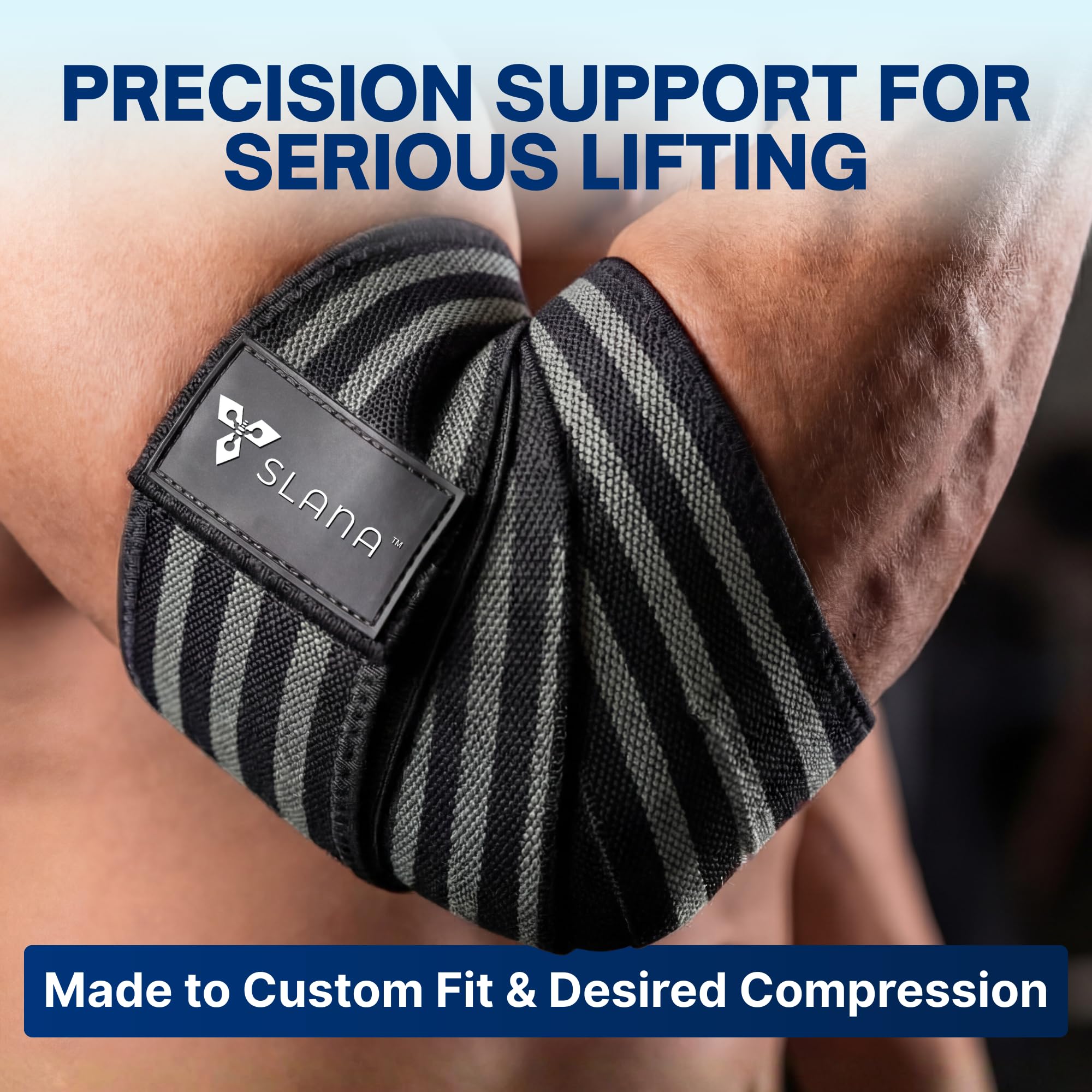 SLANA Elbow Wraps for Weightlifting – 40” Long Adjustable Compression - Elbow Sleeves Weightlifting Men with Hook-and-Loop Closure – Support for Heavy Pressing, Strength Training & Lifting Stability