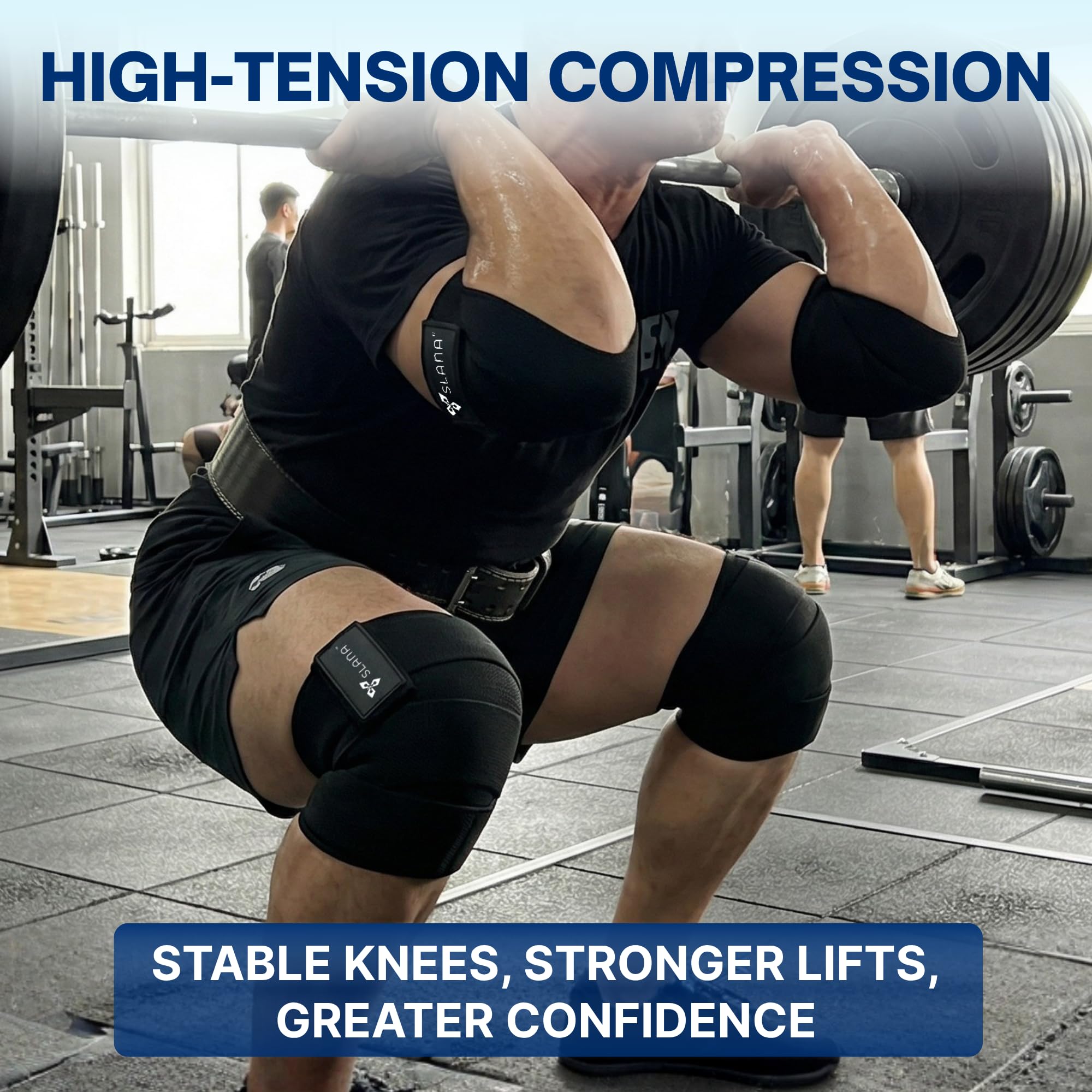 SLANA Knee Wraps for Weightlifting (72”) – Adjustable Compression Knee Wraps for Weightlifting, Knee Straps for Weightlifting with Secure Hook & Loop Closure – Powerlifting, Squats & Heavy Training