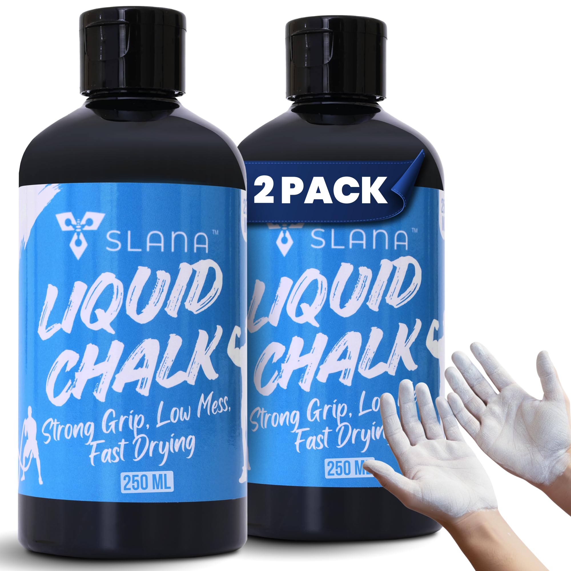 SLANA Liquid Chalk for Gym, Weightlifting – Fast Drying Gym Chalk Liquid, Lasting Grip Formula – Mess Free, Dust-Free, Skin-Safe Liquid Climbing Chalk for Pull Ups, Gymnastic & Training